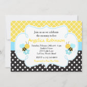 Invitation Fête de bébé garçon jaune et noir Bumble Bee (Devant)