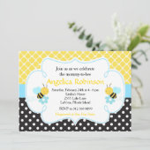 Invitation Fête de bébé garçon jaune et noir Bumble Bee (Debout devant)