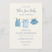 Invitation Fête de Bébé Garçon Jean Bleu (Devant)