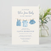 Invitation Fête de Bébé Garçon Jean Bleu (Debout devant)