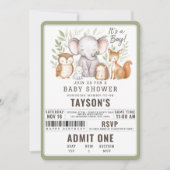 Invitation Fête de Bébé Garçon Moderne Animaux de la Forêt (Devant)