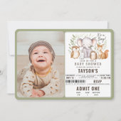 Invitation Fête de Bébé Garçon Moderne Animaux de la Forêt (Devant)