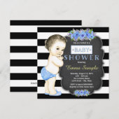 Invitation Fête de bébé garçon moderne sur tableau noir (Devant / Derrière)