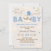 Invitation Fête de bébé garçon ours bleu  (Devant)