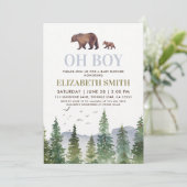 Invitation Fête de Bébé Garçon Ourson de Forêt (Debout devant)