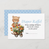 Invitation Fête de bébé garçon ourson rustique Flora Raffel d (Devant / Derrière)