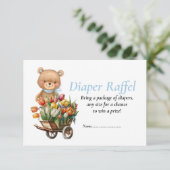 Invitation Fête de bébé garçon Ourson Rustique Flora Tirage d (Debout devant)