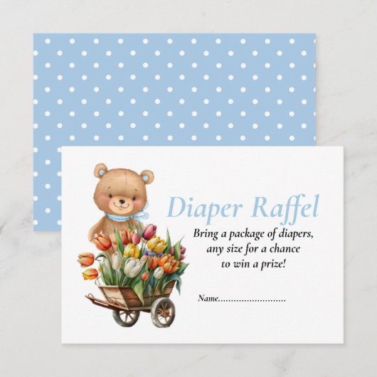 Invitation Fête de bébé garçon Ourson Rustique Flora Tirage d (Devant / Derrière)