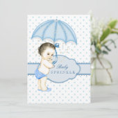 Invitation Fête de bébé garçon parapluie Sprinkle (Debout devant)
