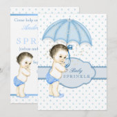 Invitation Fête de bébé garçon parapluie Sprinkle (Devant / Derrière)