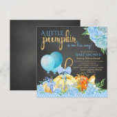 Invitation Fête de bébé garçon petit citrouille tableau noir (Devant / Derrière)