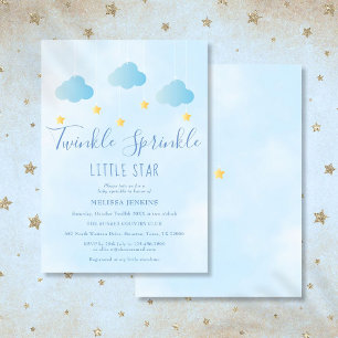Invitation Fête de Bébé Garçon Petite Étoile Brillante Boy Bl