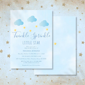 Invitation Fête de Bébé Garçon Petite Étoile Brillante Boy Bl