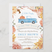 Invitation Fête de bébé garçon PUMPKIN Bleu Floral Automne  (Devant)