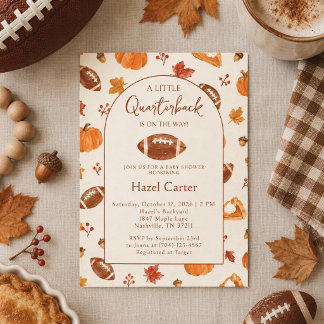 Invitation Fête de bébé Garçon Quarterback Football Citrouill