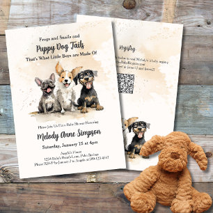 Invitation Fête de Bébé Garçon Queues de Chiots