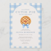 Invitation Fête de Bébé Garçon Ruban Bleu Gingham Cutie Pie (Devant)