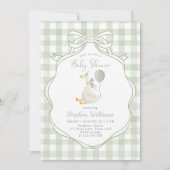 Invitation Fête de bébé garçon Silly Goose Arc vert (Devant)