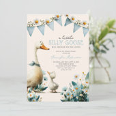 Invitation Fête de bébé garçon Silly Goose Blue (Debout devant)
