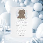 Invitation Fête de Bébé Garçon Simple et Mignonne avec Ours B
