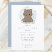 Invitation Fête de Bébé Garçon Simple et Mignonne avec Ours B