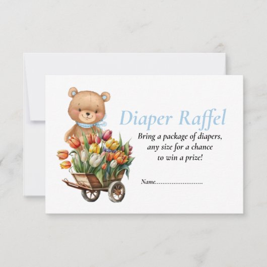 Invitation Fête de bébé garçon Teddy Rustique Flora Raffel de (Devant)