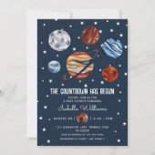 Invitation Fête de Bébé Garçon Thème Planètes Espace (Devant)