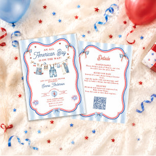 Invitation Fête de Bébé Garçon Tout à Fait Américain Tout en