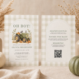 Invitation Fête de Bébé Garçon Tracteur Fermier de Tous les A