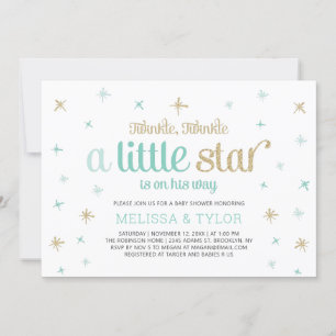 Invitation Fête de Bébé Garçon Twinkle Little Star, Sprinkle
