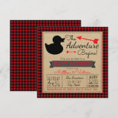 Invitation Fête de bébé garçons canard plaid de Buffalo bûche (Devant / Derrière)