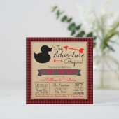 Invitation Fête de bébé garçons canard plaid de Buffalo bûche (Debout devant)
