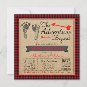 Invitation Fête de bébé garçons style bûcheron carreaux de bi (Devant)