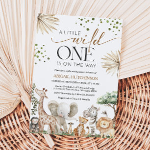 Invitation Fête de Bébé Genre Neutre Animaux de Safari