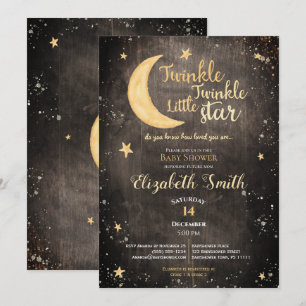 Invitation Fête de bébé genre neutre petite étoile scintillan