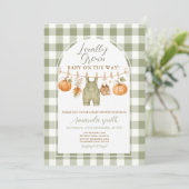 Invitation Fête de Bébé Gingham Automne Citrouille (Debout devant)