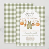 Invitation Fête de Bébé Gingham Automne Citrouille (Devant / Derrière)