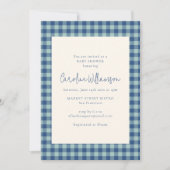 Invitation Fête de bébé gingham bleu sarcelle marine Prépa (Devant)