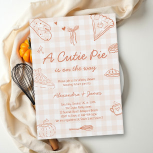 Invitation Fête de bébé gingham Cutie Pie Coed automne
