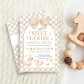 Invitation Fête de Bébé Gingham Silly Goose