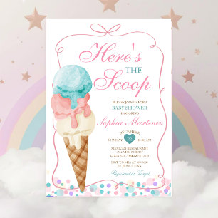 Invitation Fête de bébé glace à la crème Voici la Pelle Arc e
