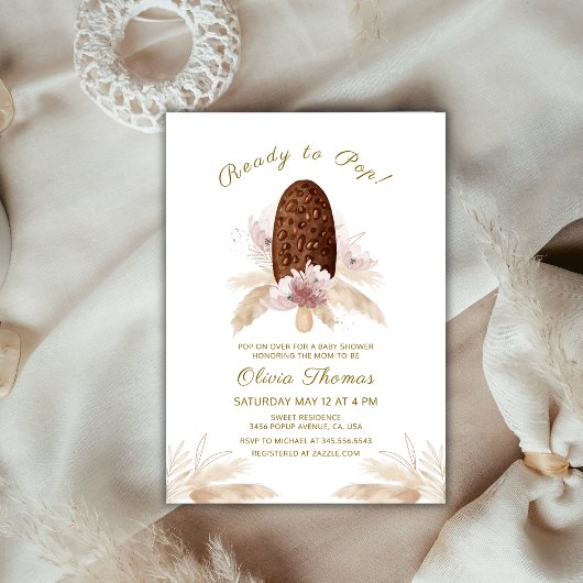 Invitation Fête de bébé glace à l'herbe de Pampas Boho 
