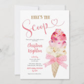 Invitation Fête de bébé glace fille ruban rose C6 (Devant)