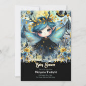 Invitation Fête de bébé gothique Mignonne Fille Clair de lune (Devant)