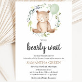 Invitation Fête de bébé Greenery Bear