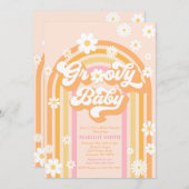 Invitation Fête de Bébé Groovy Baby Boho Daisy Arc-en-Ciel (Devant / Derrière)