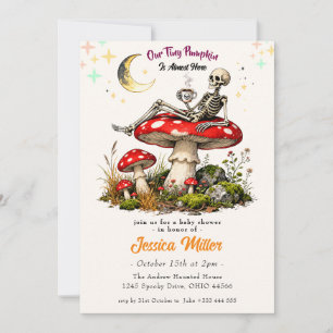Invitation Fête de Bébé Halloween Champignon Squelette Fantai