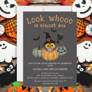 Invitation Fête de bébé Halloween Chouette Regardez Qui est P