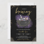 Invitation Fête de Bébé Halloween Gothique Or Violet (Devant)