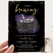 Invitation Fête de Bébé Halloween Gothique Or Violet